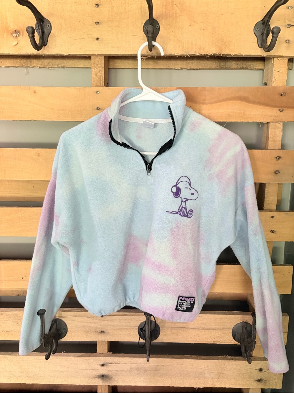 Officially Licensed Snoopy Tie-Dye Quarter Zip Fleece Pullover Kids XS